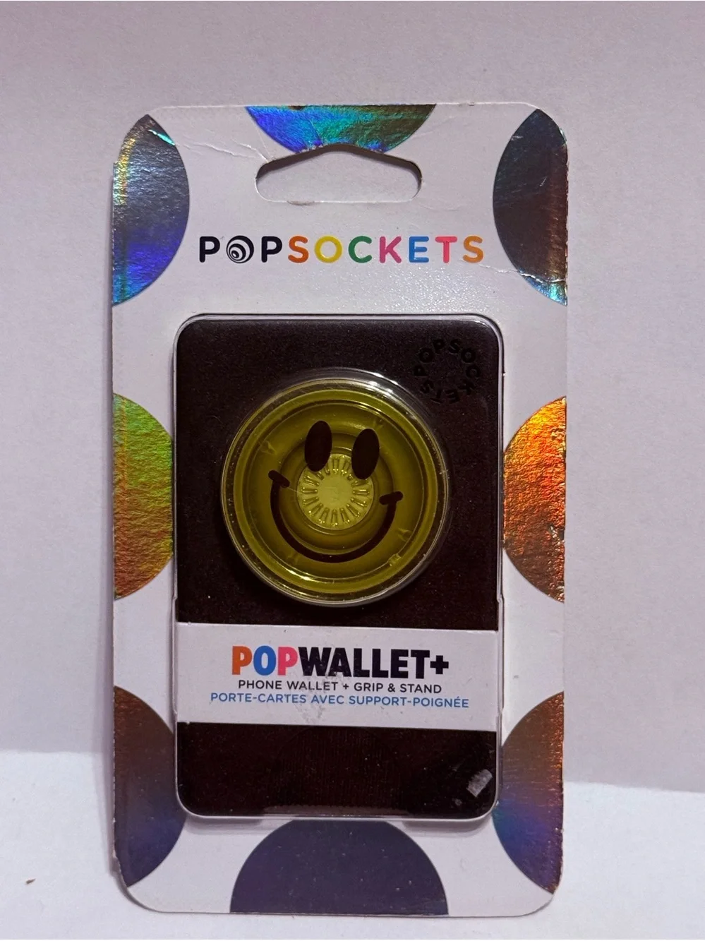 PopSocket PopWallet+ Smiley Phone Wallet & Grip - Yellow Smiley